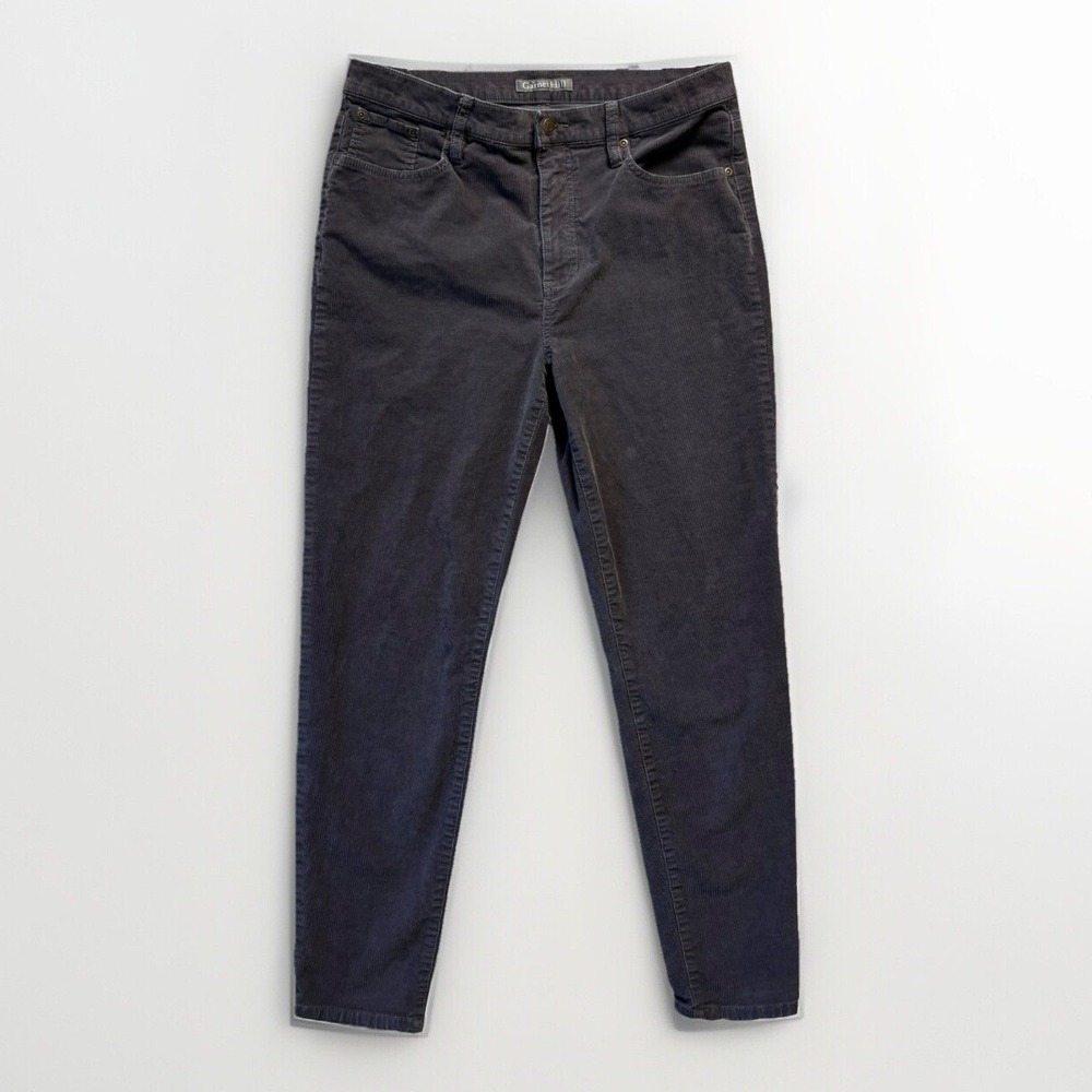 Garnet Hill Womens Gray Corduroy Pants Size 12 Straight Leg Casual Everyday